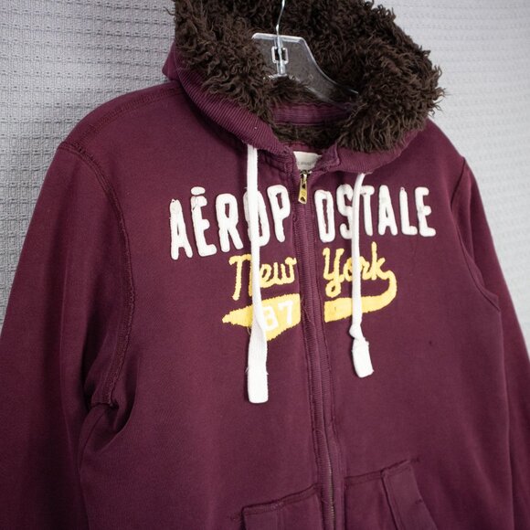 Y2K Aeropostale Fur lined zip up hoodie sweatshirt - Picture 4 of 13